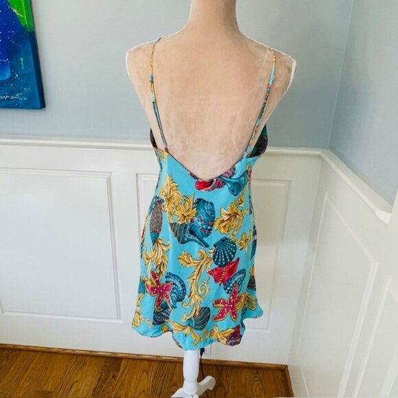 Victoria's Secret Vintage 100% Silk Babydoll Slip Dress Gold Label Tropical Med - Picture 4 of 11